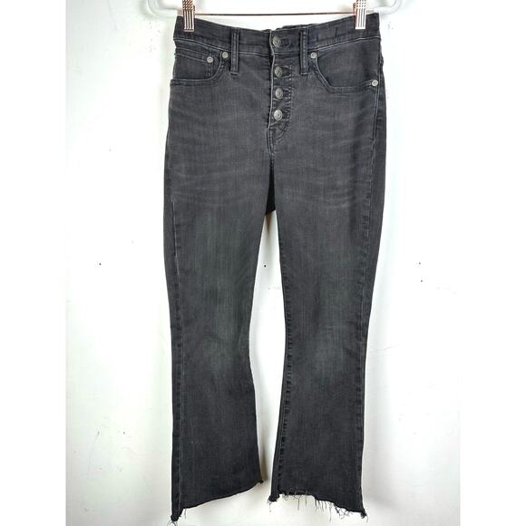 Madewell Preppy Hipster Cutesy Button Fly Flare Leg Cali Demi Boot Crop Jeans 26 - Picture 2 of 11